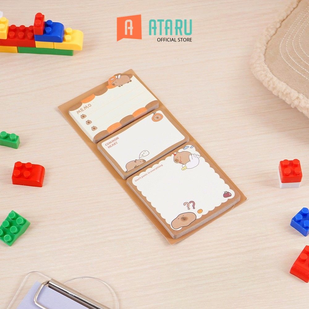 

Ataru Sticky Notes Capybara Common Heart - Cokelat Memo Tempel Tempelan Catatan Pengingat Perlengkapan Tulis Sticky Reminder Notes