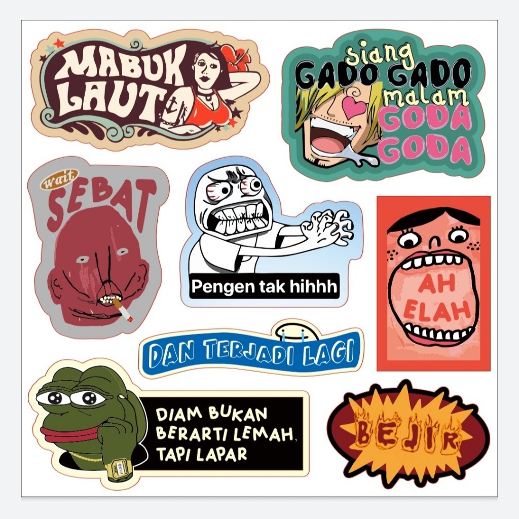 

Sticker Pack Funny Emoticon Sebat Mabuk Laut Bejir - Stiker Vinyl High Quality Stiker Pack