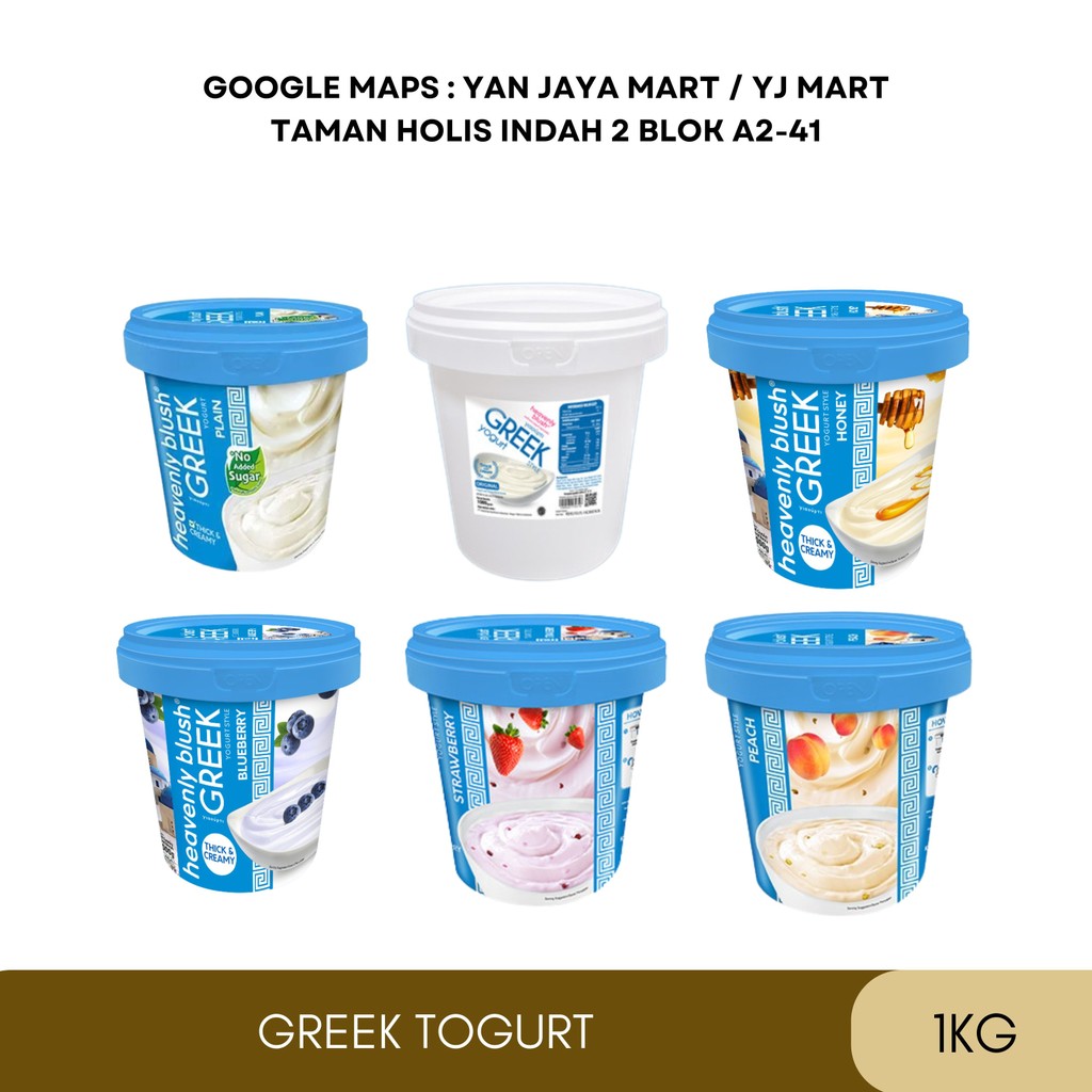 

Heavenly Blush Greek Yogurt Rasa Plain / Original / Madu / Blueberry / Stroberi / Peach 1 kg