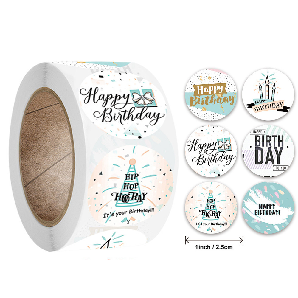 

100-500pcs Cute Happy Birthday Stickers 2.5cm/1 Inch Children's Birthday Party Gift Sealing Decorations Greeting Card Labels