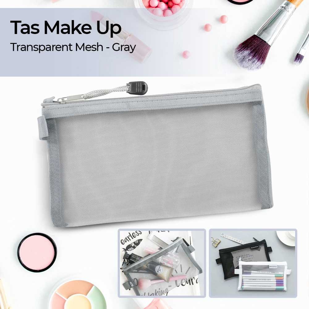 

KHINSUN Tas Make Up Kosmetik Transparent Mesh Flat - BS802 -BESTINME