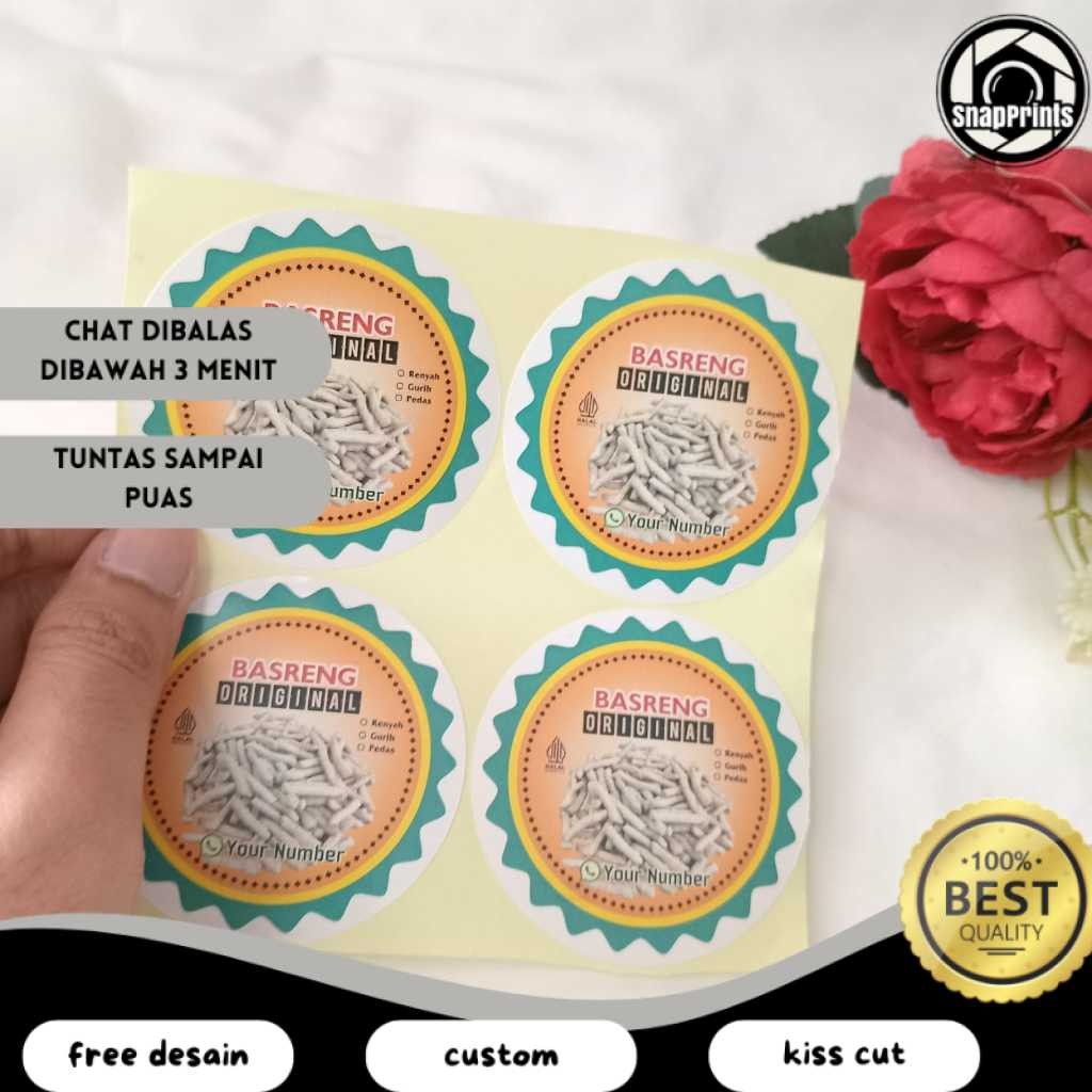 

SP 2-4 Sticker Makanan Cemilan Basreng Stiker Label Produk Jajanan Bulat Chromo Free Desain