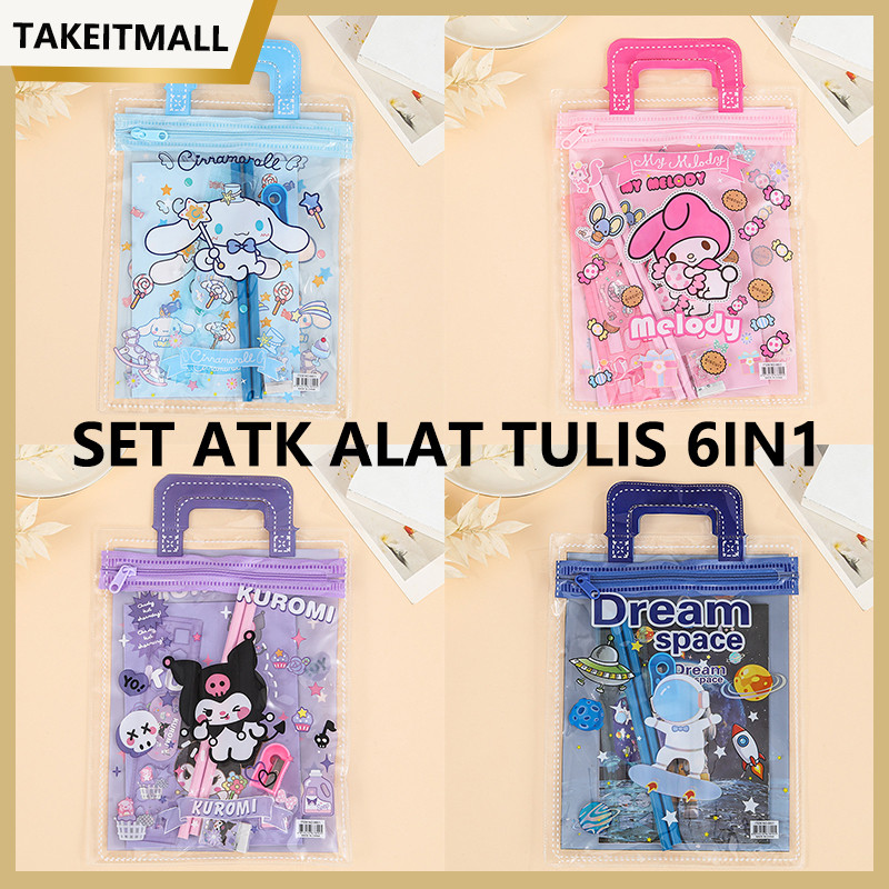 

Set ATK Alat Tulis 6in1 SET /STATIONARY SEKOLAH KARAKTER KARTUN KUROMI MURAH LUCU POUCH HADIAH ANAK SANRIO