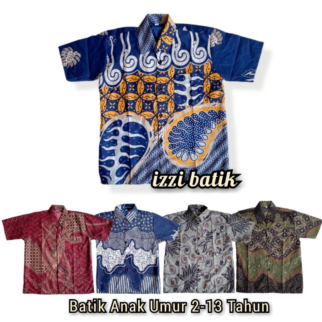 Produk Batik Anak Laki Laki Premium Lengan Pendek Kemeja Sekolah Baju Terbaru Cowok TK SD SMP 2-15 T