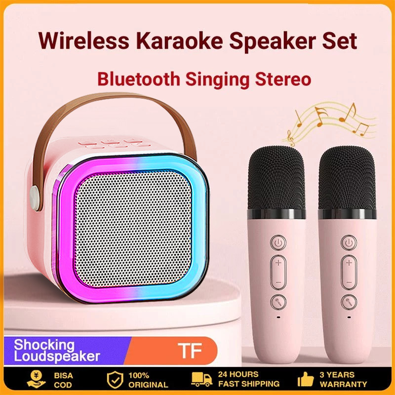 COD Mini Speaker Bluetooth 2 mic 1 Karaoke /Bluetooth Mini Speaker Karaoke /Speaker Microphone Karao