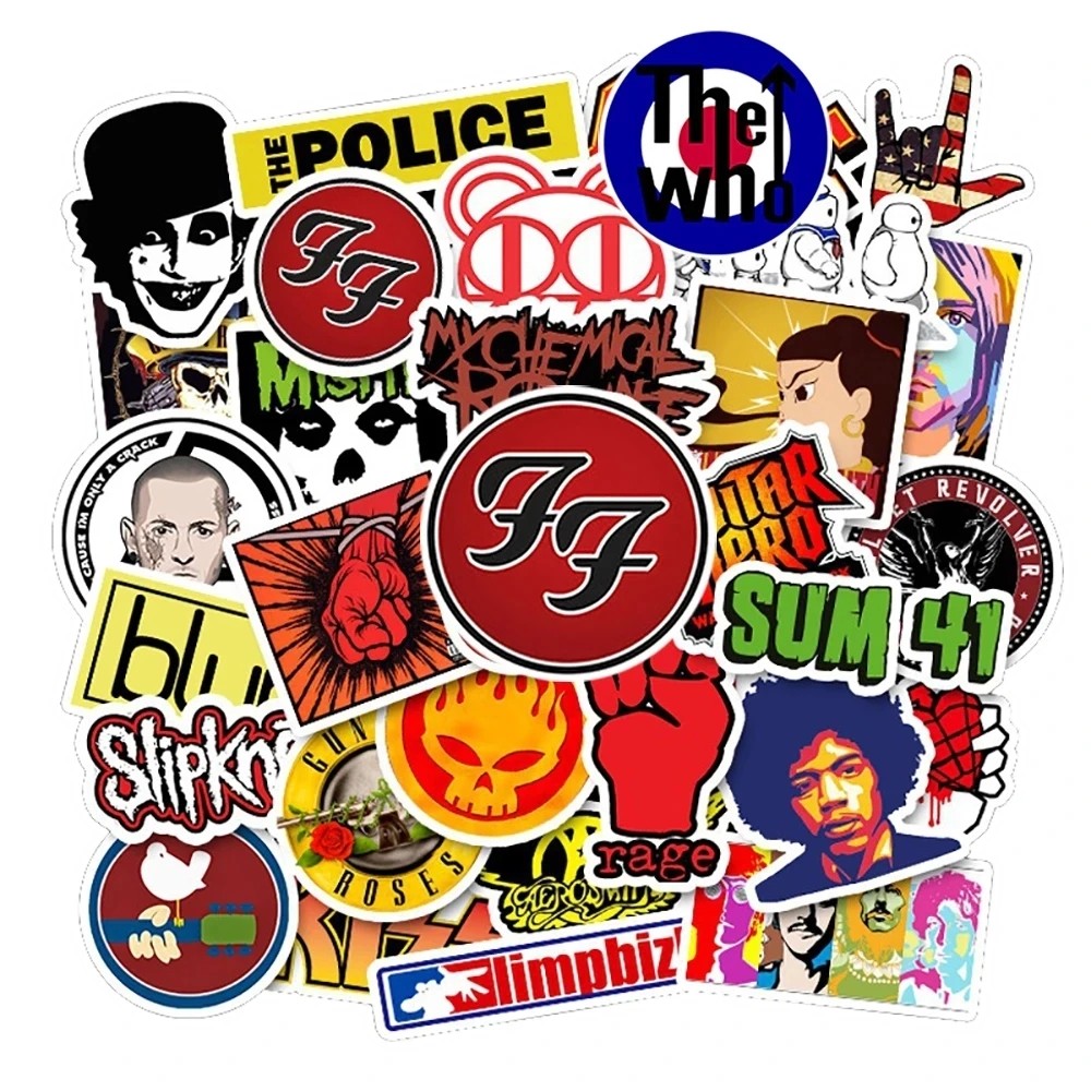 

10/50PCS Rock Band Music Punk Stickers Graffiti DIY Guitar Motorcycle Skateboard Laptop Bike PVC Waterproof Decal Sticker Toys