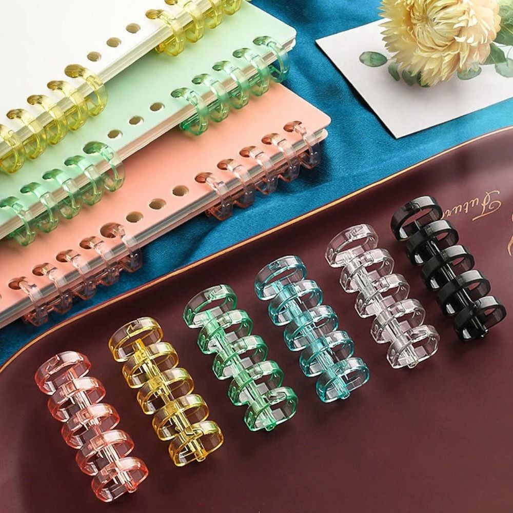 

10Pcs 5 Ring Plastic Loose Leaf Binder Rings A4 A5 A6 Notebook Crystal Binding Spines Snap Split Binding Combs for Photo Album