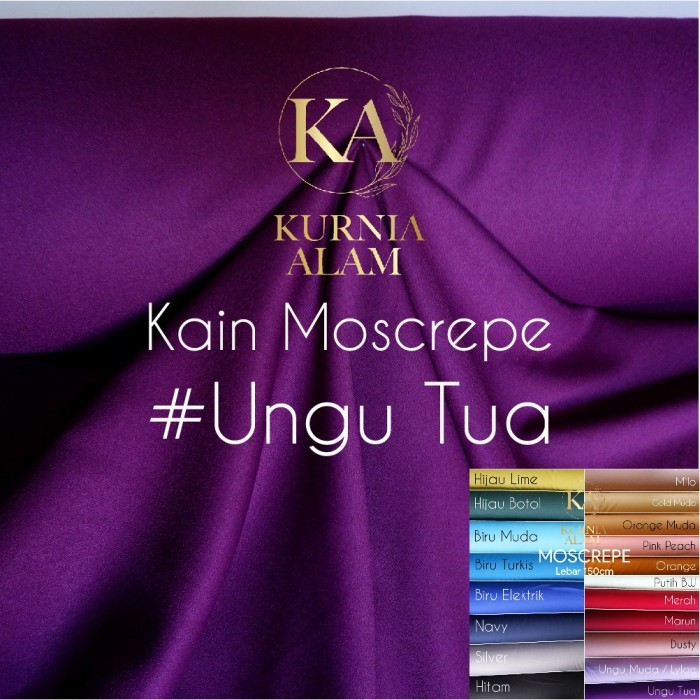 KAIN MOSCREPE BAHAN PER METER DAN PERMETER F77 ADEM [Ungu Tua ] - per 0.5m