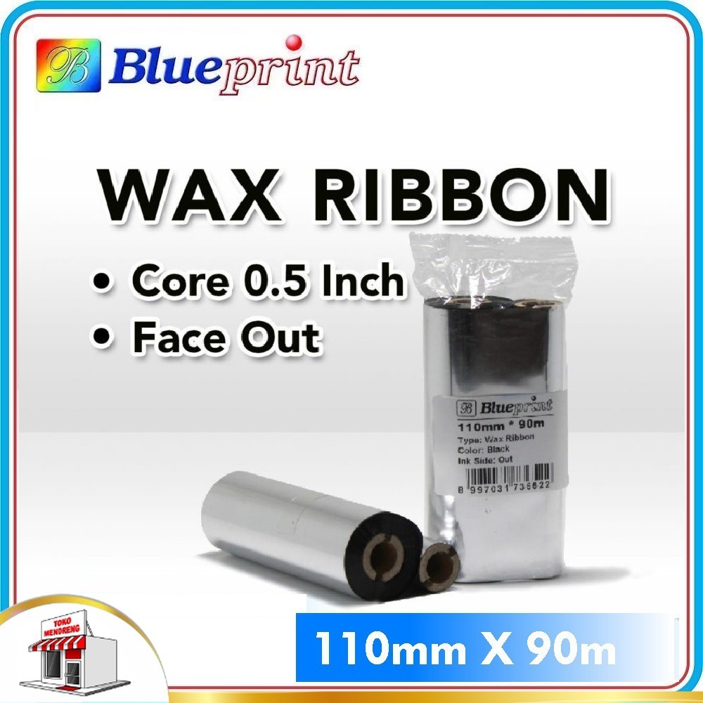 

Ribbon Wax Barcode Label 110mm x 90m BLUEPRINT Thermal Transfer Ribbon Barcode