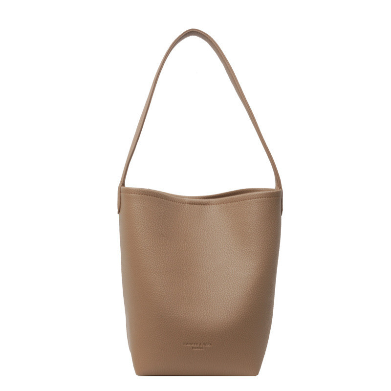 JIUFENG Tas Tote Wanita Bertekstur Litchi Kapasitas Besar Tas Kerja Komuter Tas Bahu Tunggal Minimal