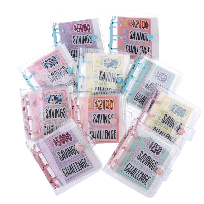

Mini Savings Challenge Binder 150-5000USD Savings Challenges Book Cash Budget Storage Notebook Envelope Savings Challenge