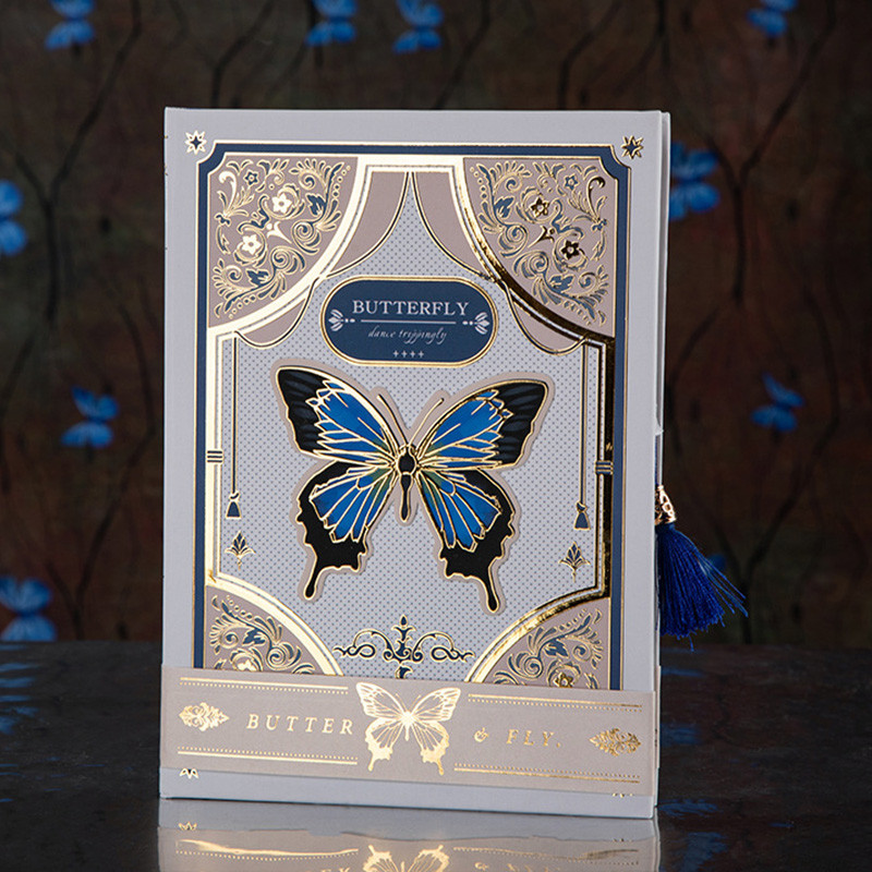 

Gothic Butterfly Series Retro Notebook Classic Design Color Page Illustration Hardcover Diary Student Notepad