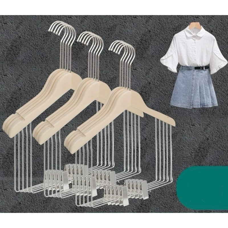 KLIMAUSHOP Hanger Baju Setelan Anak (Harga Satuan) Kayu Premium Gantungan Baju Layang Anak untuk Dis
