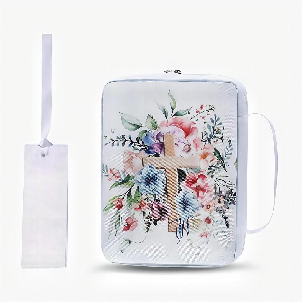 

Bible Cover, Floral Bible Case With Handle & Pocket, Bible Book Case Carrying Organizer Bag With Bookmark, For Girls Catholic