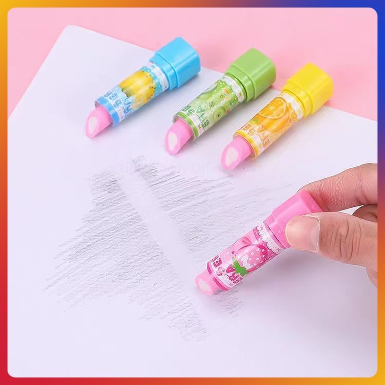 

-Penghapus pensil bentuk lipstik/penghapus warna-warni pola kartun