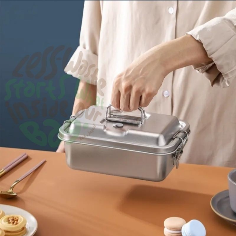 Lunch Box Stainless Steel 2000 ml Bento Box Kotak Bekal Tempat Makan Stainless Steel Anti Tumpah Kua