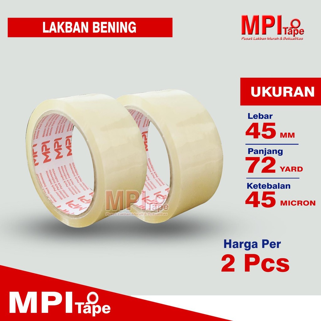 

2 Pcs - Lakban Bening 45 mm x 72 Yard - Lakban Packing - MPI