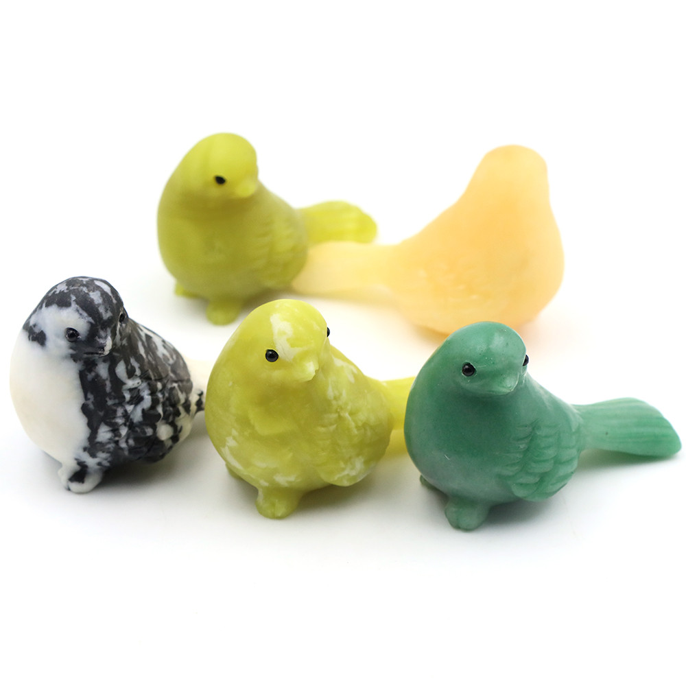 60mm Healing Crystal Carving Bird Statue Mini Birdie Natural Stone Figurine Home Office Table Decora