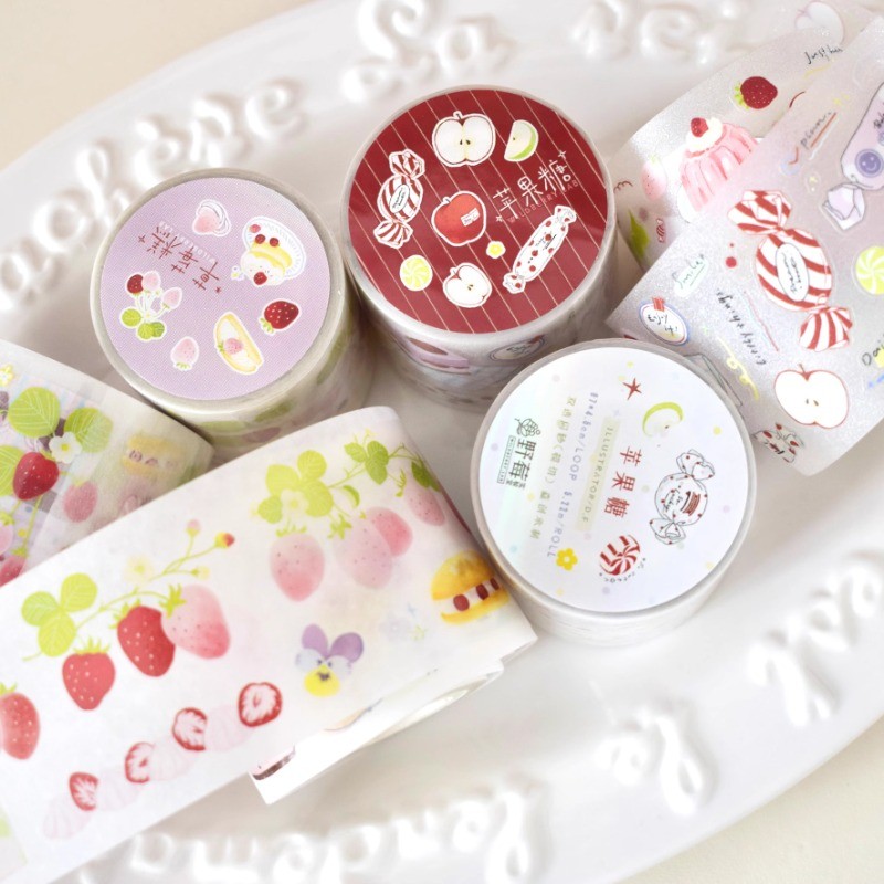 

INS Sweet Apple Candy Strawberry Cake Die Cut PET Washi Tapes Craft Supplies DIY Scrapbooking Card Making Decor Plan Sticker