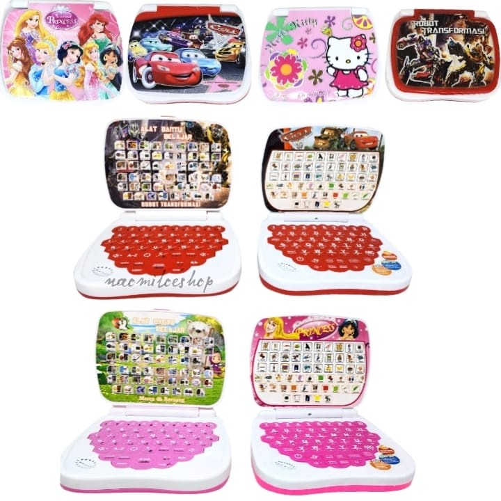 Mainan edukasi mini laptop 4 bahasa mainan laptop anak laki laki dan perempuan