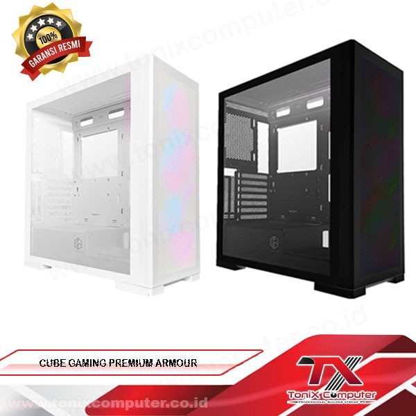 CUBE GAMING PREMIUM ARMOUR ATX Gaming Case black/White | Casing PC Gaming