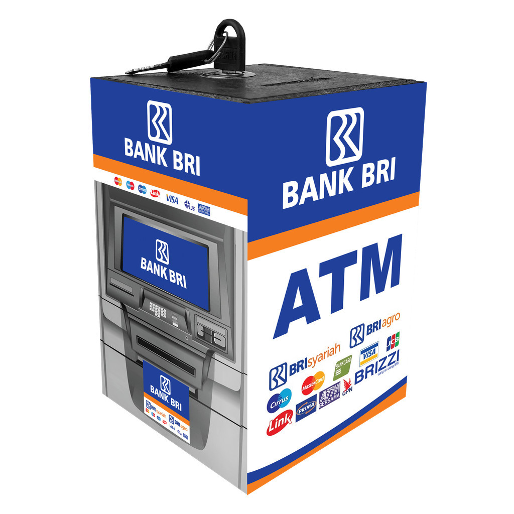 Celengan Viral Unik Besar 10x15 cm kunci Motif Atm BCA Premium Karakter Bri Mandiri