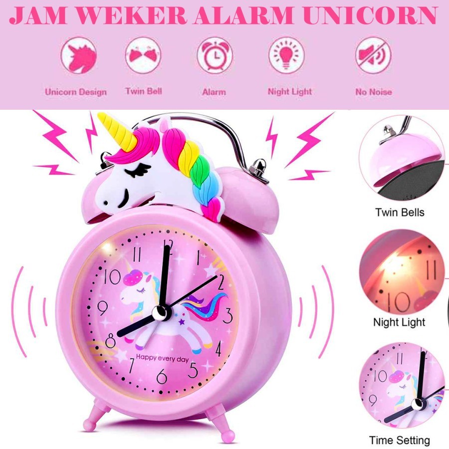 Jam Weker Beker Alarm Anak Karakter Unicorn Unik Lucu Classic  | jam weker kuda poni