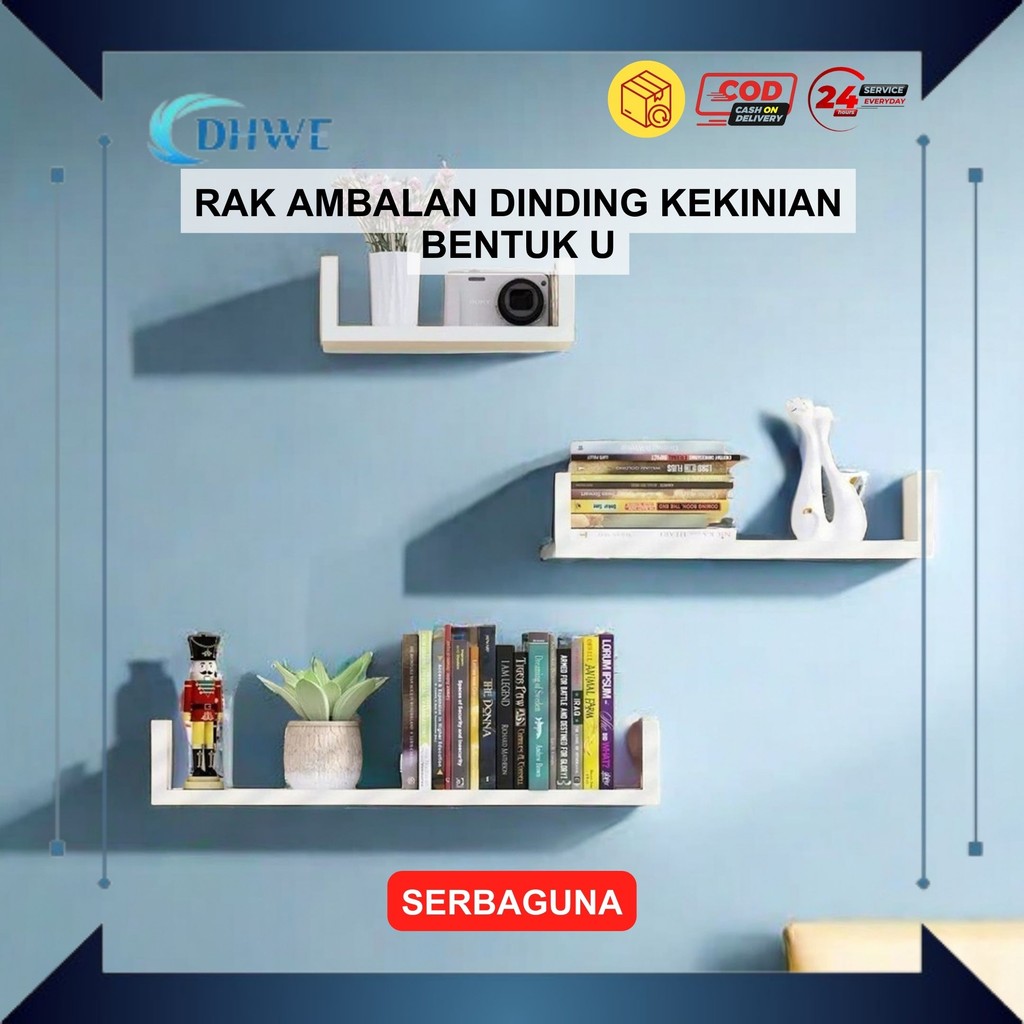 DHWE - Rak Ambalan Model U 1 Set Rak Buku Kekinian Untuk Hiasan Vintage Buku Novel Pot Bunga Bingkai