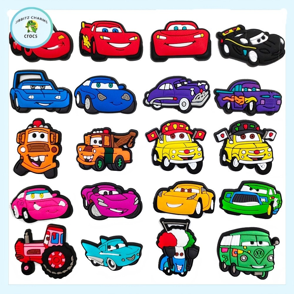 Hot Kartun Cars <Lightning McQueen shoe charms >DIY sandal pin Pengait Cantolan Sepatu Tempelan Akse