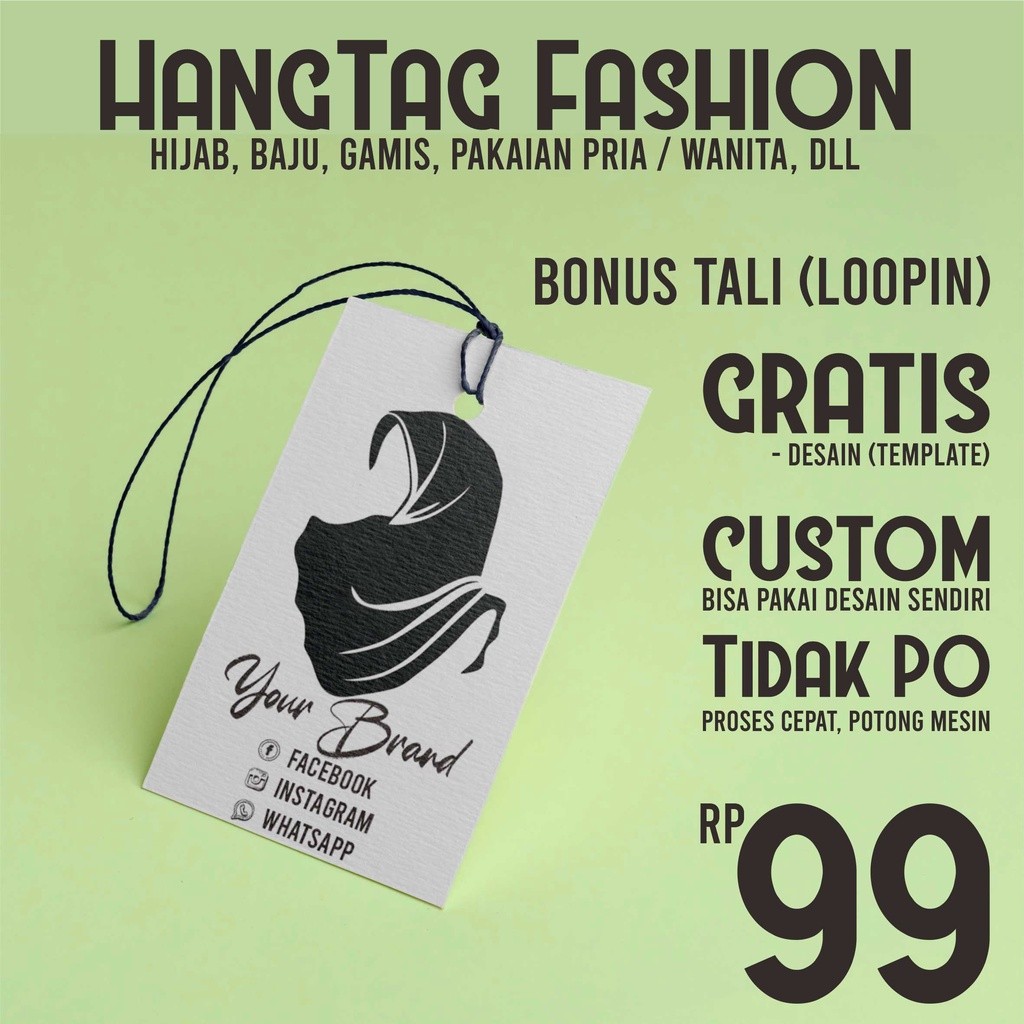 

Hang tag Custom / Hangtag Baju / Hang Tag Hijab Custom / Hangtag free tali loopin TERMURAH