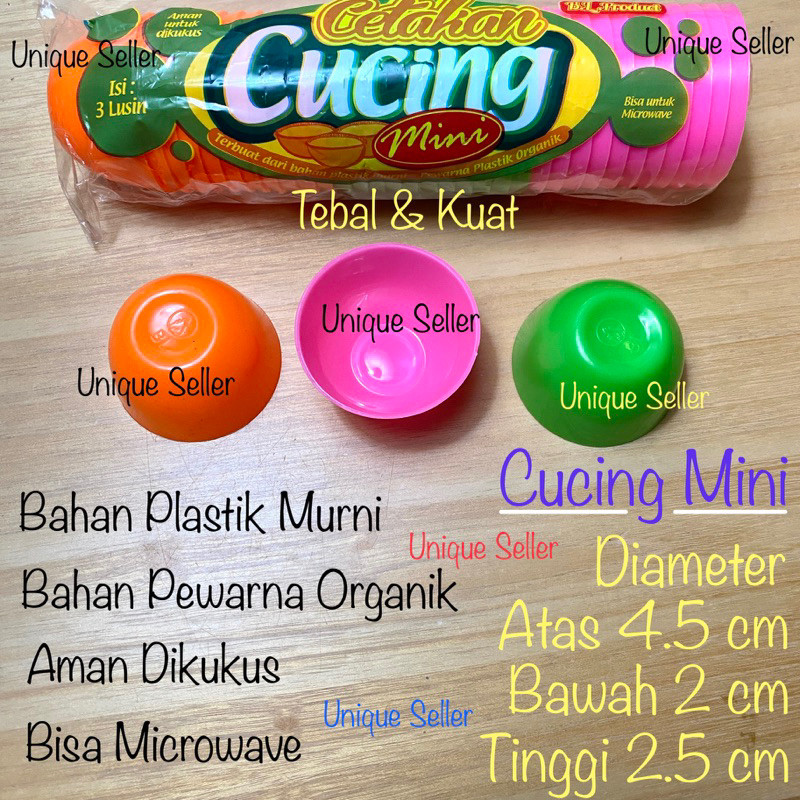 [Isi36] Cetakan Cucing Mini 4.5 cm Warna Warni isi 3 Lusin / Cetakan Kue Mangkok / Cetakan Kue Apem 