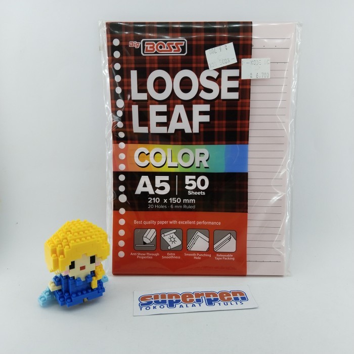 

Loose Leaf Isi Binder A5 Pink 50 Lembar Bigboss