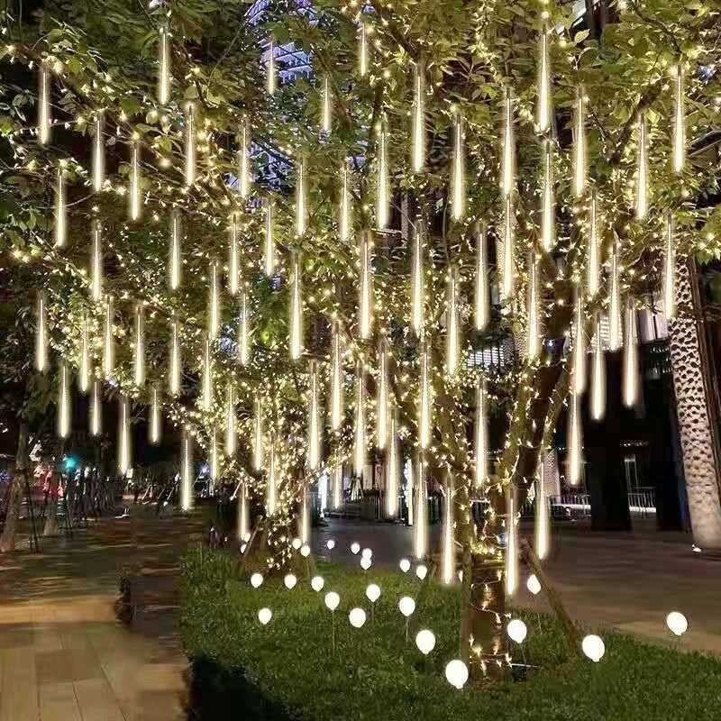 8 PCS Lampu Hias Meteor Jatuh String Lights Waterproof Warm White / Lampu Meteor LED Hujan Jatuh Rai