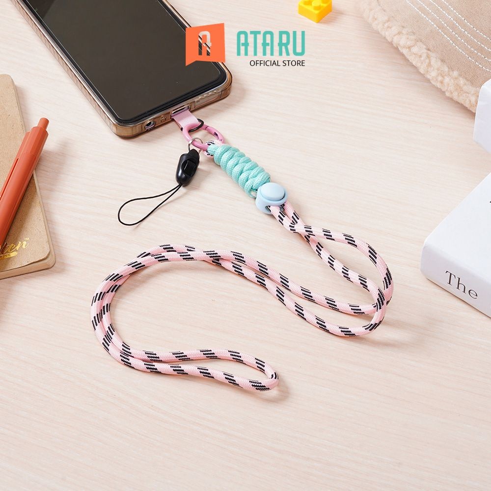 

Ataru Lanyard Color Block Strap - Pink Tali Leher Name Tag Id Card Kartu Akses Tali Gantungan Hp