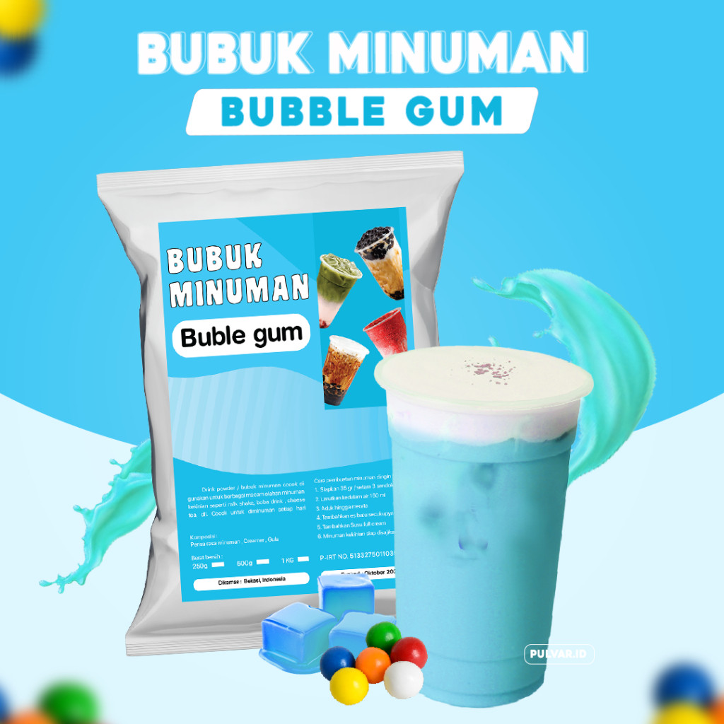 

BUBUK MINUMAN RASA BUBBLE GUM / SERBUK MINUMAN RASA BUBBLE GUM / BUBUK MINUMAN BOBA RASA BUBBLE GUM