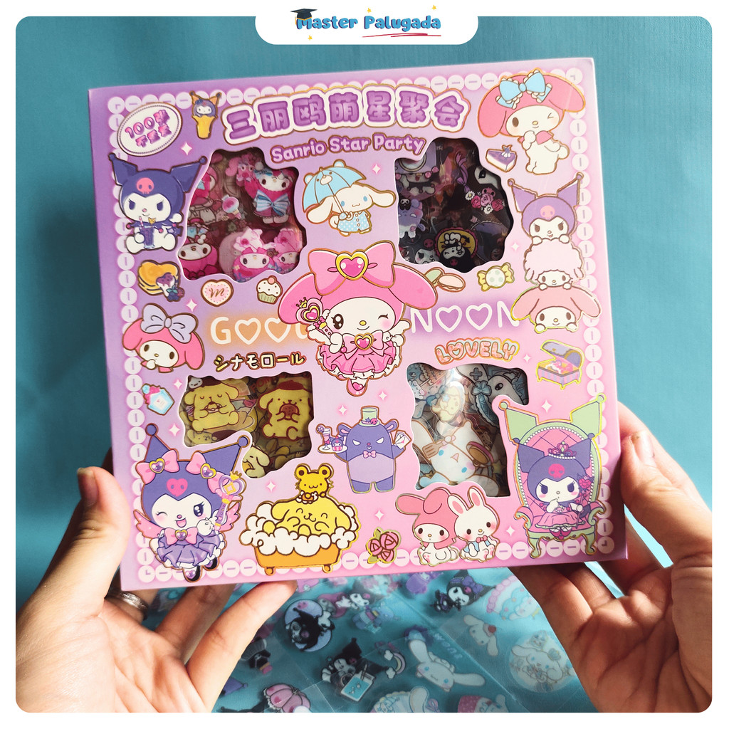 

Sticker Stiker Sanrio Labubu Kuromi Melody Cinamonroll Super Hero Mario Avenger Momo Stiker Anak Perempuan SCRAPBOOK DIY 100 PCS