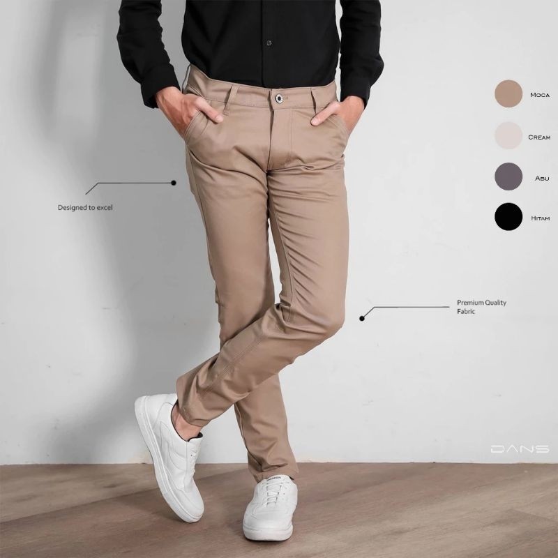 PROMO Celana Chino Panjang Pria Slimfit Premium Melar Formal Kerja Santai Liburan Harian Kekinian