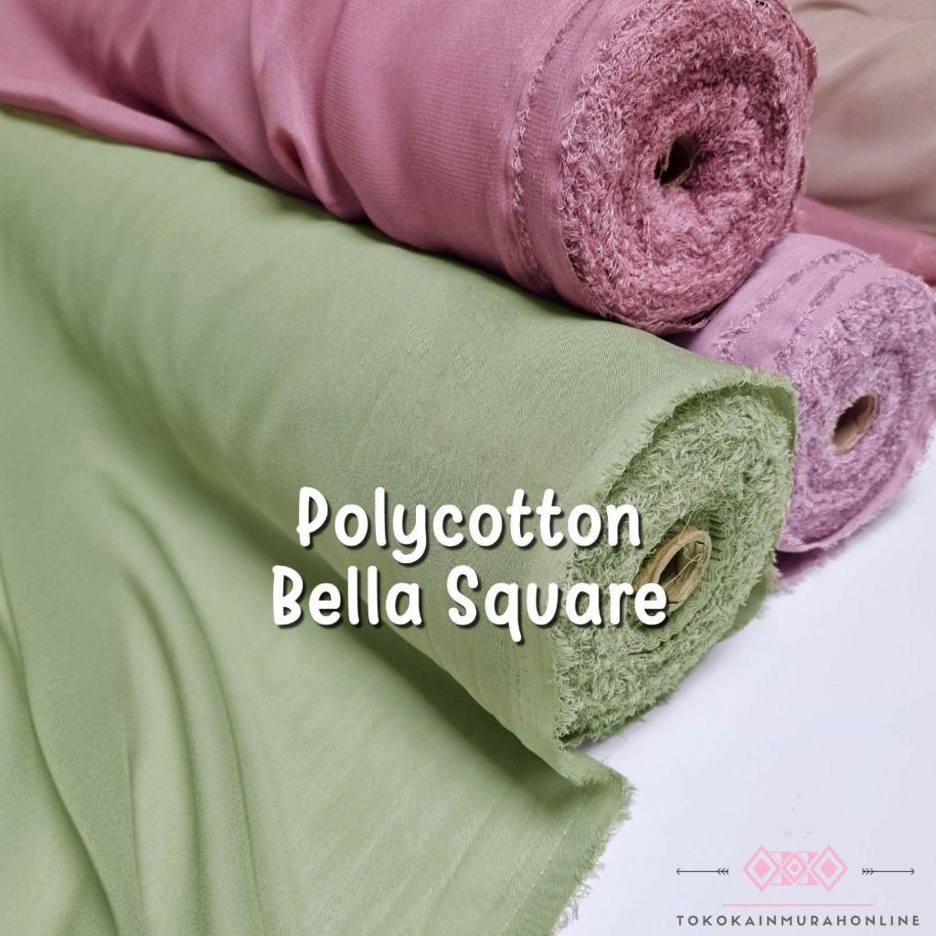Kain Hijab Polycotton Bella-Square Double Hycount Pashmina Original 100% Double Siffon Japan Fine