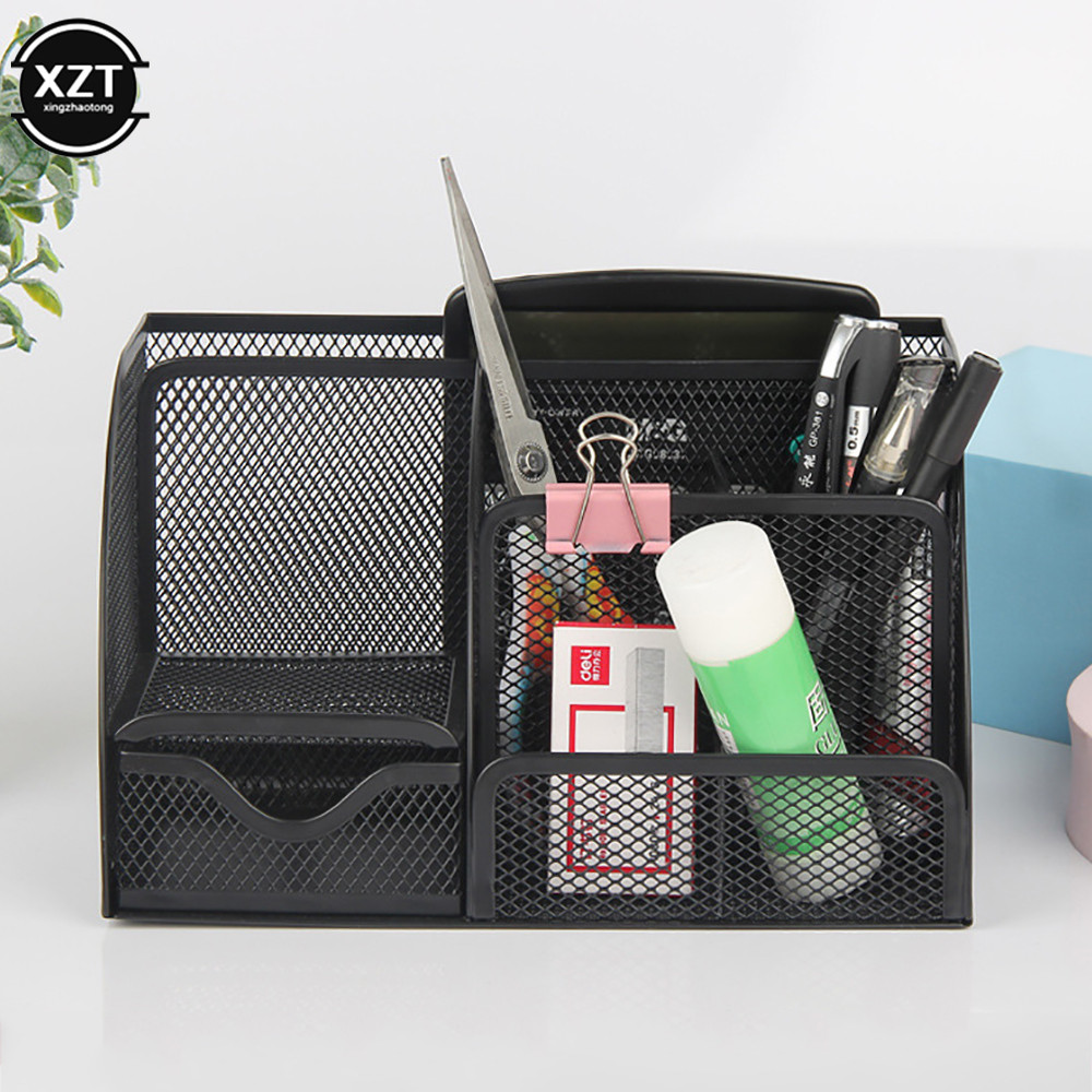 

Metal Office Organizer Mesh Desktop Storage Box Stationery Accesorries Cosmetics Holder Office School Home Supplies
