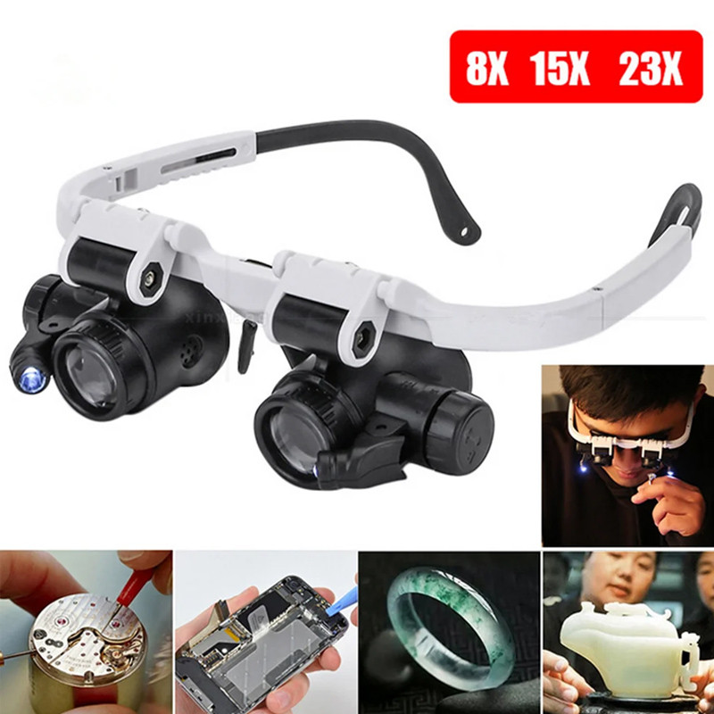 

8X/15X/23X Telescopic Jeweler Magnifier Loupes With LED Light Len Magnifying Glass for Precision Work Eyewear Reading Watchmaker