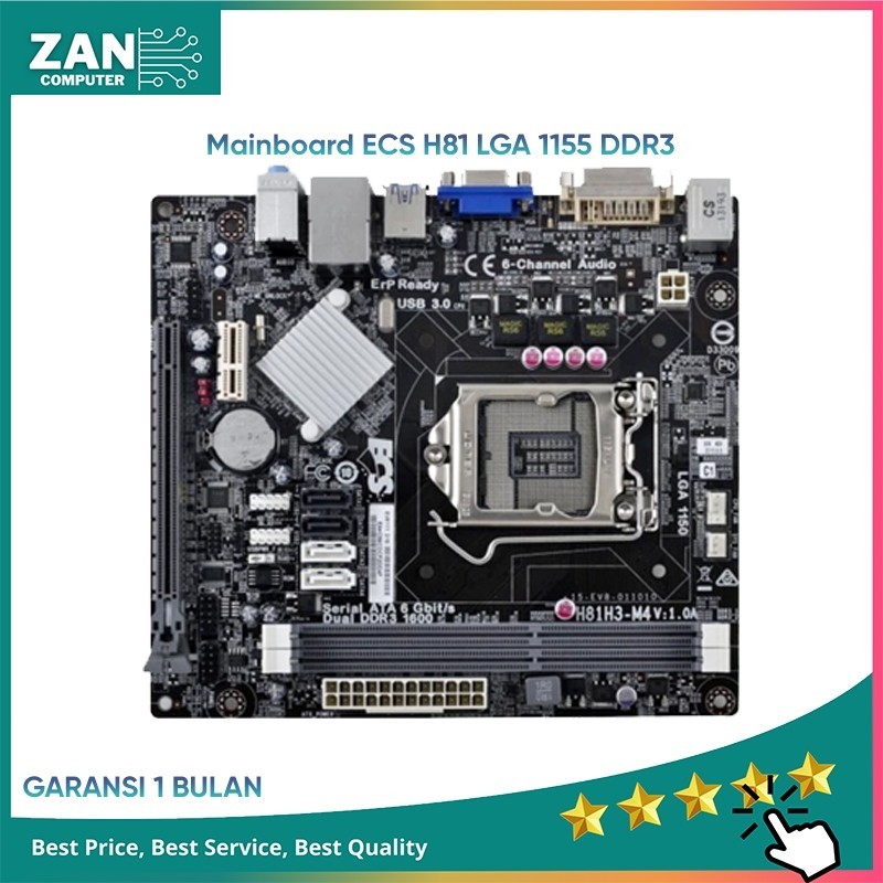 Mainboard H81 LGA 1150 Intel ECS H81 DDR3 Support Gen4 / Motherboard H81 PC Gaming Mobo