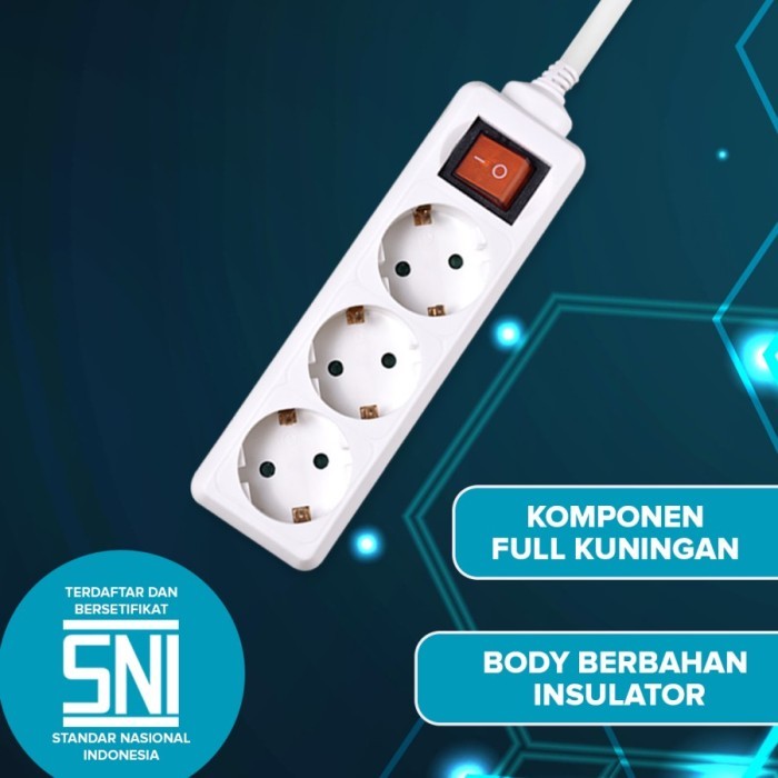 Stop Kontak 3 Lubang Kenmaster F1 Stopkontak Colokan Listrik Colokan