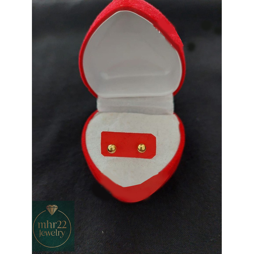 anting giwang emas muda 24k kadar 17,8 model tusuk bulat polos free surat dan dompet