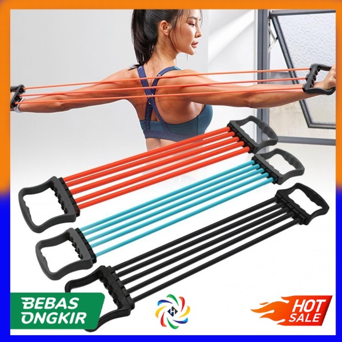Chest Expander Adjustable Gym Rubber Alat Latihan Otot Dada