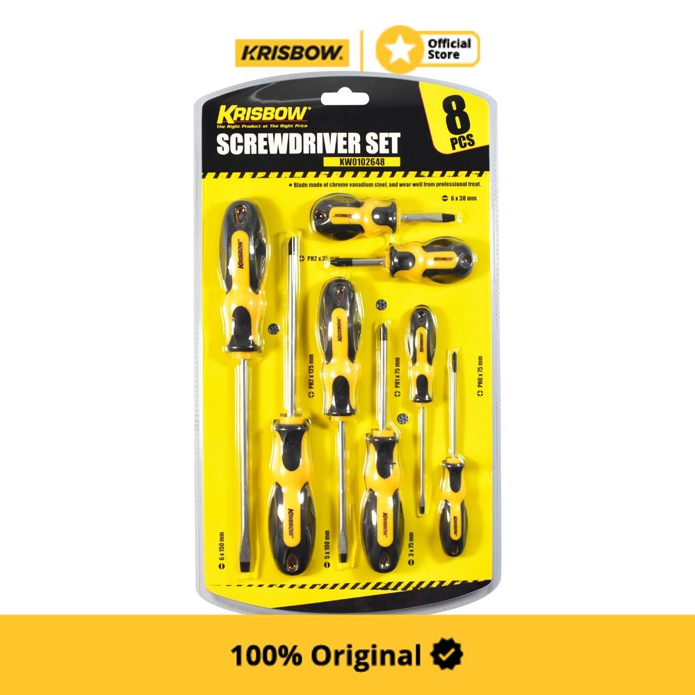 Krisbow Set 8 Pcs Obeng Plus & Minus - Kuning