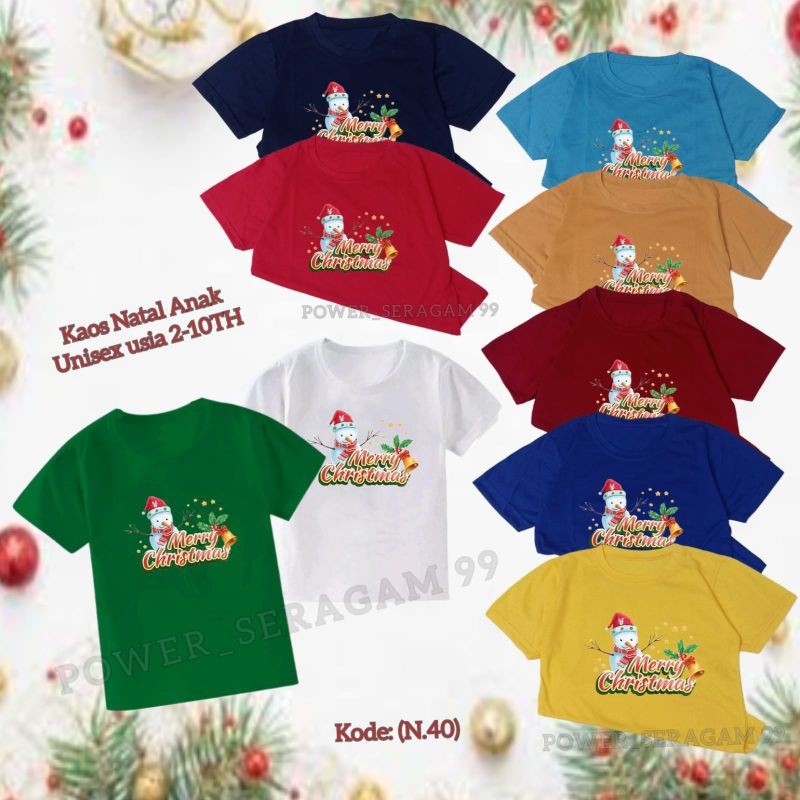 Baju Kaos Oblong Natal Anak Unisex 2-10th / Kaos Katun Anak Merry Christmas / Kaos T-shirt Natal Ana