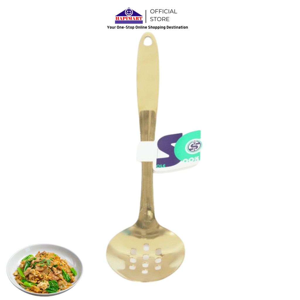 Centong Sayur Sendok Sayur Berlobang Skimmer Gold/Sendok Besar Lubang Stainless Tebal/Sendok Besar U