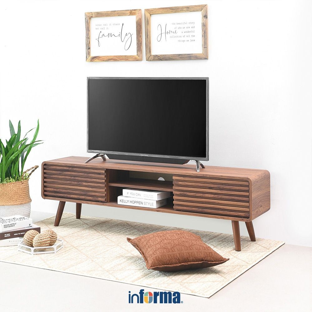 Informa Newmark Rak Tv - Cokelat Walnut Tv Stand Furnitur Indoor Rumah Meja Rak Tivi Tempat Pajangan
