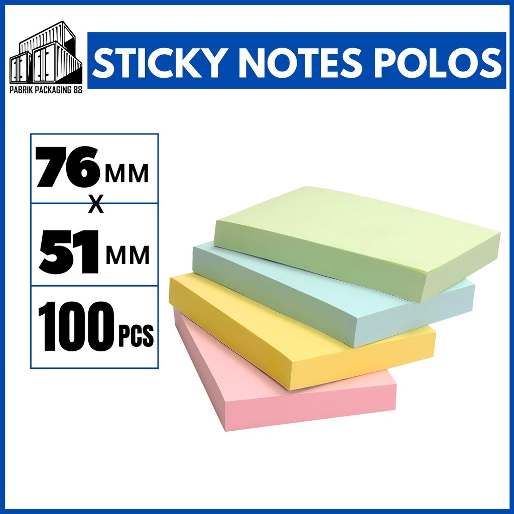 

Sticky Notes Memo 76x51 Polos Penanda Pengingat Kertas Buku Tempel 100 Lembar Perlengkapan Kantor Sekolah ATK Note Pad