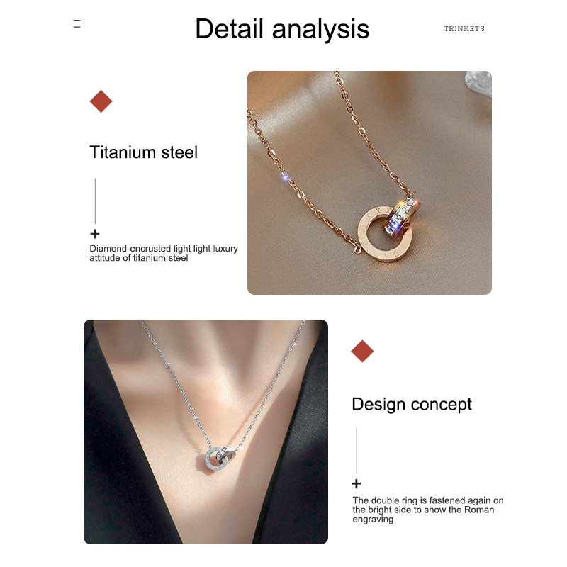 Double Ring Roman Numerals Clavicle Chain Female Ins Light Luxury Niche Necklace Birthday Gift SM